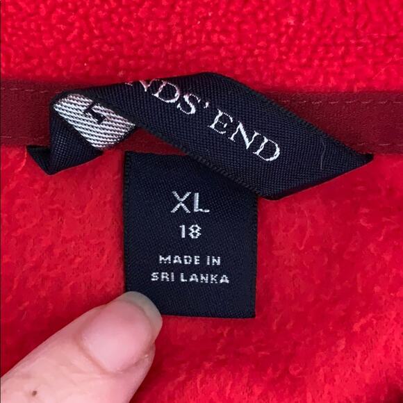 Lands End Red Polartec Fleece Pullover Jacket Kids Size XL 18 - Picture 8 of 9